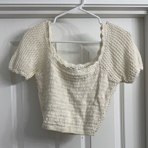 Abercrombie Cream Knit Square-Neck Women's Top